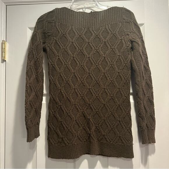 Ann Taylor Loft Diamond Cable Knit Sweater Brown Medium Wool blend Winter Soft - Picture 10 of 14